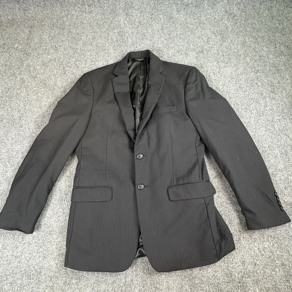 Jos A Bank BlazerJacket Mens 39R Black Wool Pinstripe Slim Fit‎ Classic Office